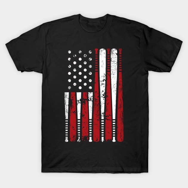 Baseball American USA Flag Softball T-Shirt by Evoke Collective